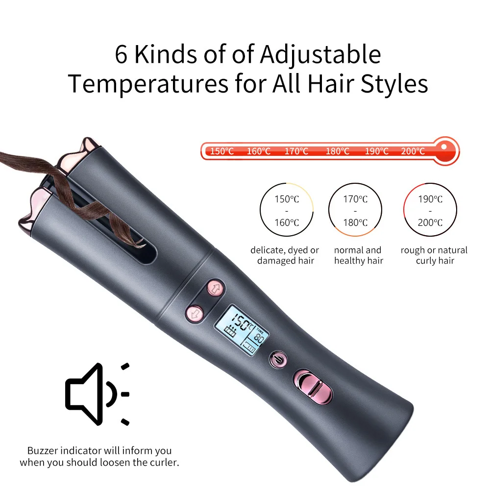 Air Curler USB Cordless Automatic Hair Auto Wireless Rechargeable Waver Tongs Iron Curling Wand Fashion | Красота и здоровье