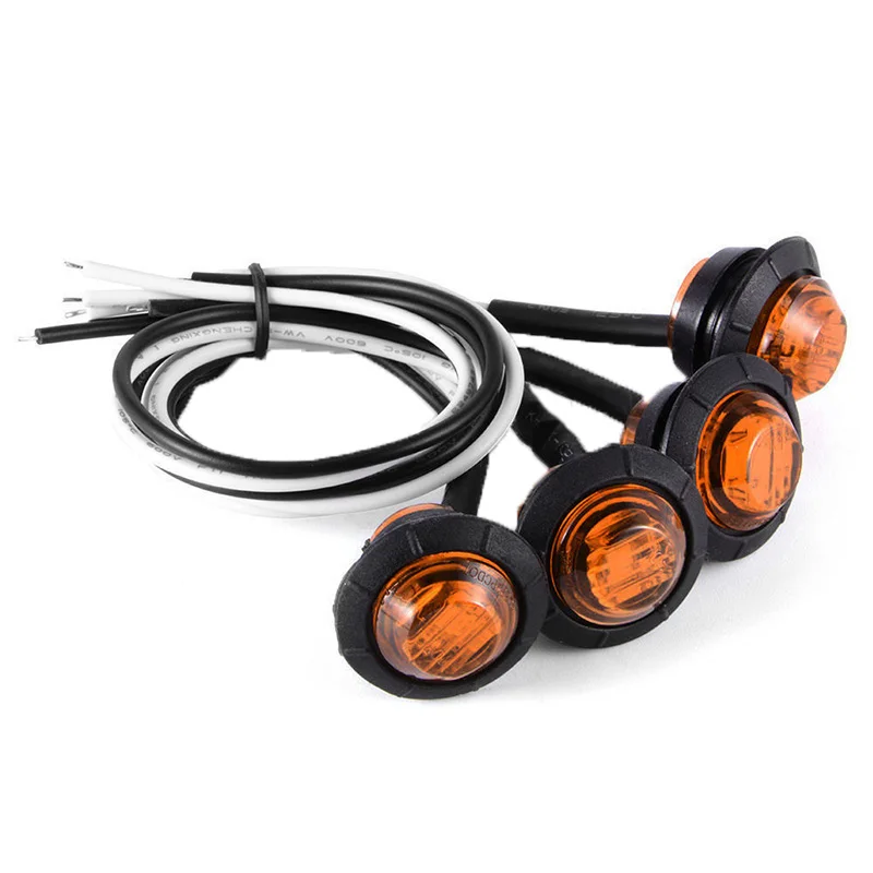 

1pc/2pc Amber 3/4" Round Side LED Marker Trailer Car Bullet Light Waterproof