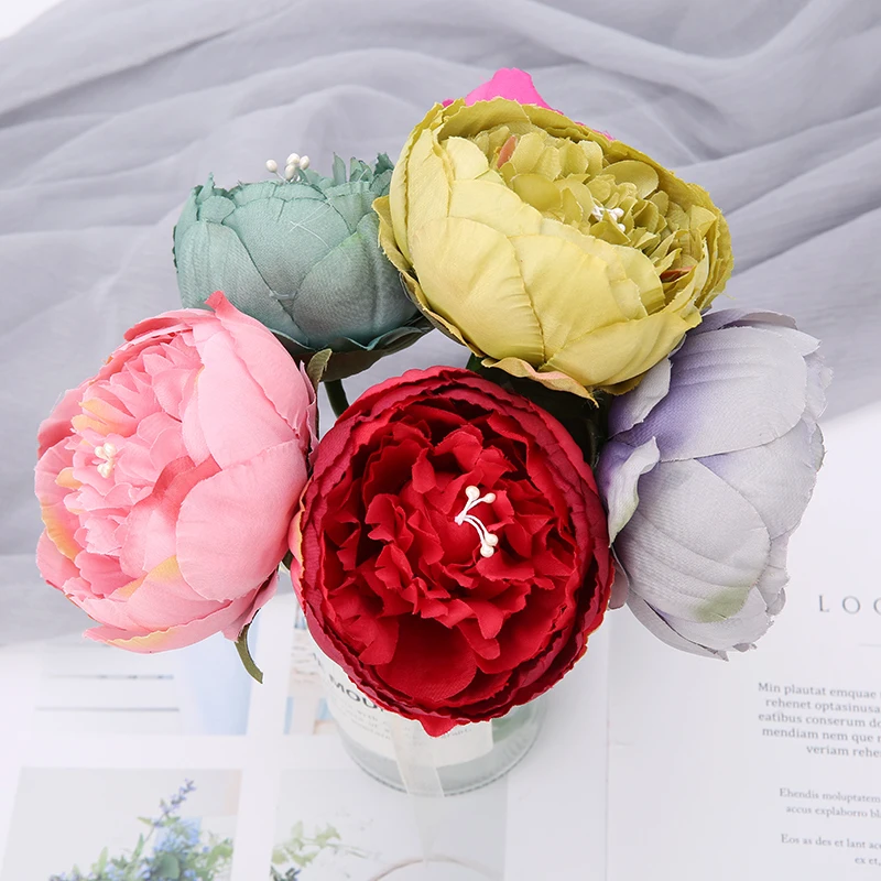 1/5 шт. 25 см Искусственный Пион из шелка Цветы Букет дешевые искусственные цветы