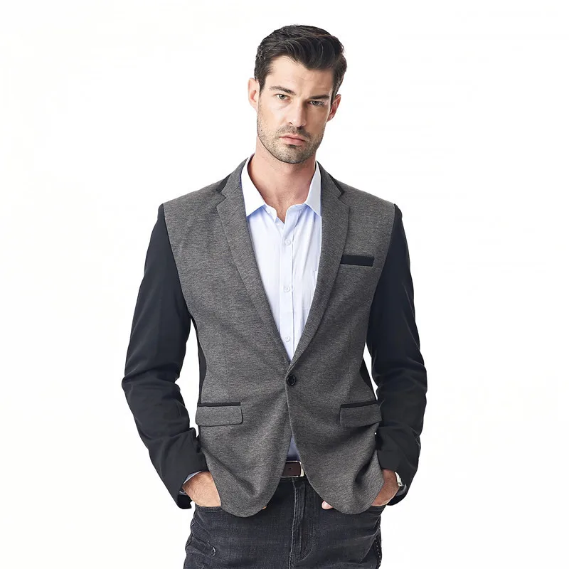 Новый мужской модный Блейзер роскошный шерстяной лоскутный Тонкий костюм куртки