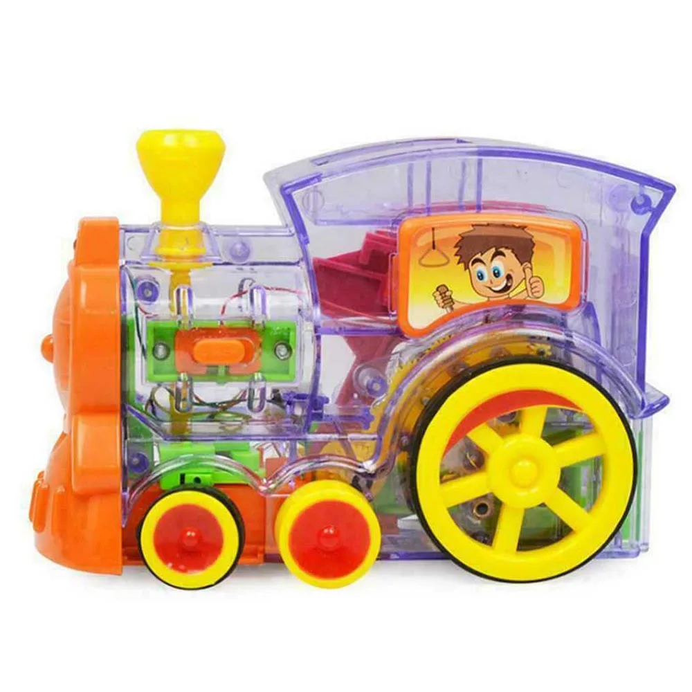 Детские игрушки поезд домино красочный электрический автомобиль игрушка для