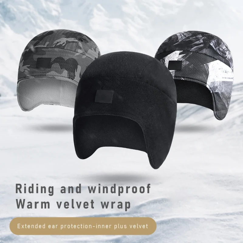 

Winter Thermal Fleece Skiing Cap Cycling Cap Keep Warm Cycling Helmet Hat Outdoor Sport Running Hiking Headwear Ear Warmer