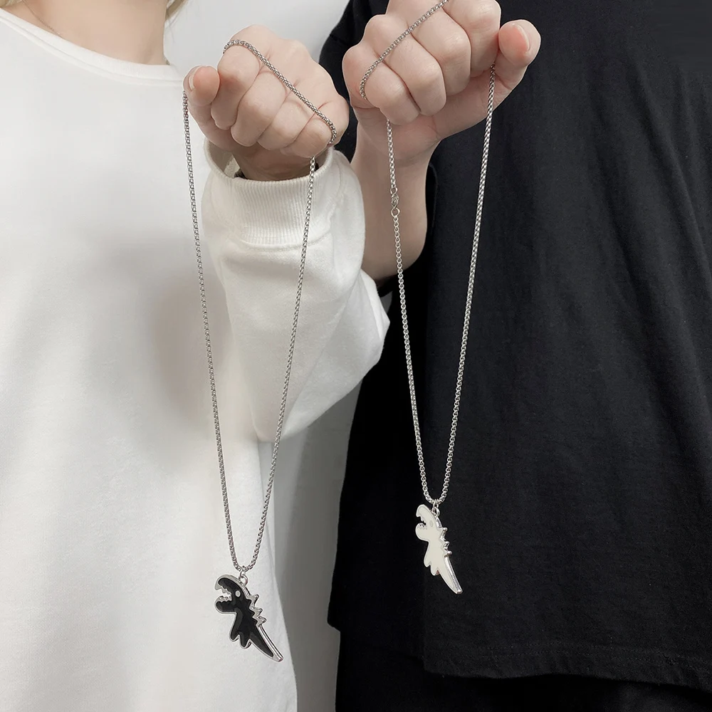 Корейская мода с милым динозавром ожерелье подвеской для женщин Серебряный Цвет