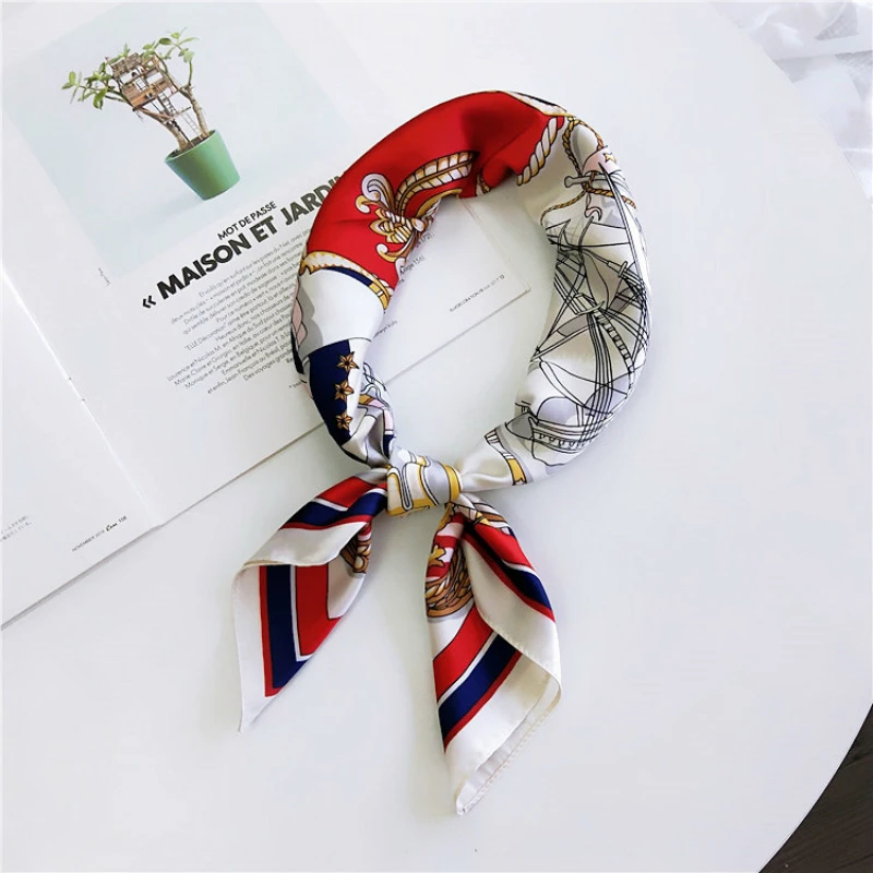 Новинка 70*70 см стильный шелковистый атласный платок с принтом лошади и лимона