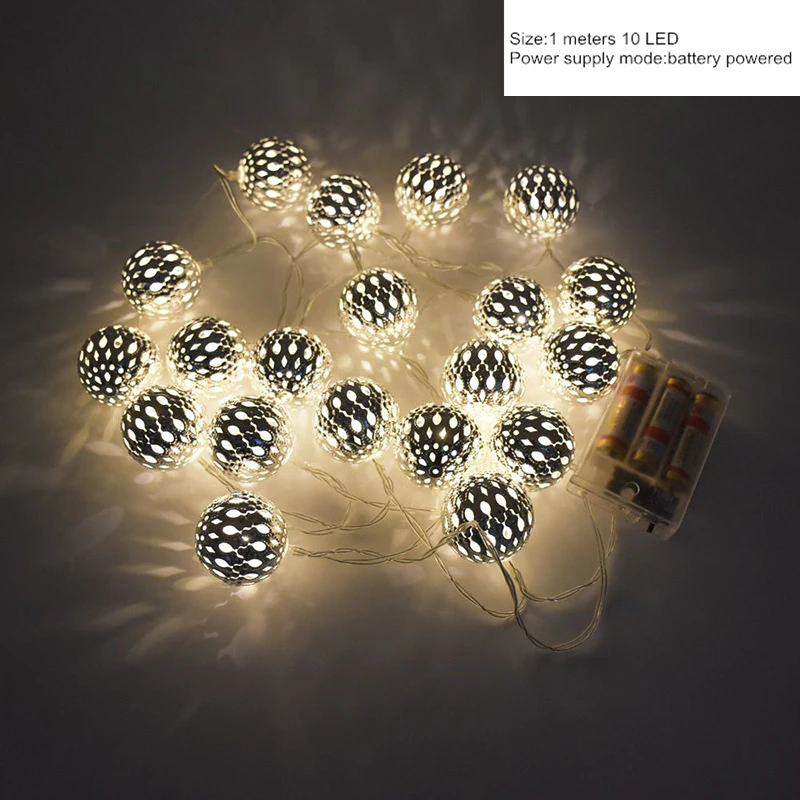 White 1.5M10LED Рождественские украшения 10 20 шаров, марокканский струнный светильник, Рождественский декоративный светильник s, Новогоднее украшение, Рождественский Navidad Noel, L - Цвет: White 1.5M10LED