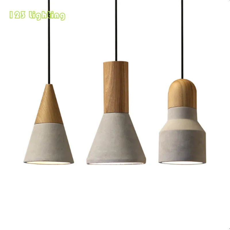 Retro Cement / Wood E27 LED Pendant Lights Dining light Bar Coffee Shop Hanglamp Bedside Pendant Lamp Industrial style Loft Deco