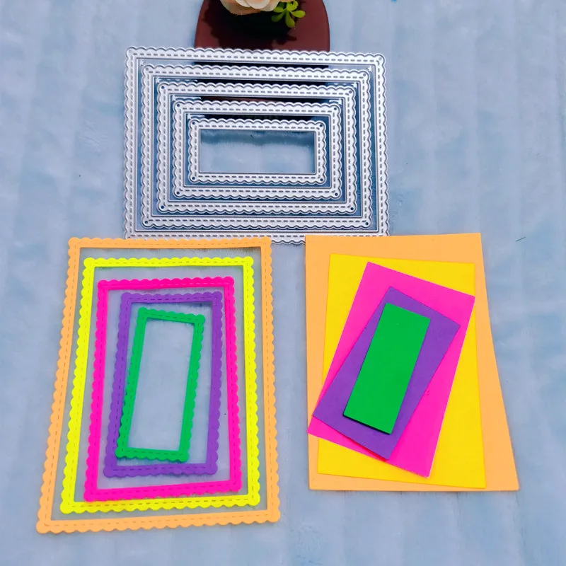 

Scallop Rectangle Stitched Sewing line Frame Cutting Dies Scrapbooking Dies Metal Embossing Stamps and die for Card Making DIY
