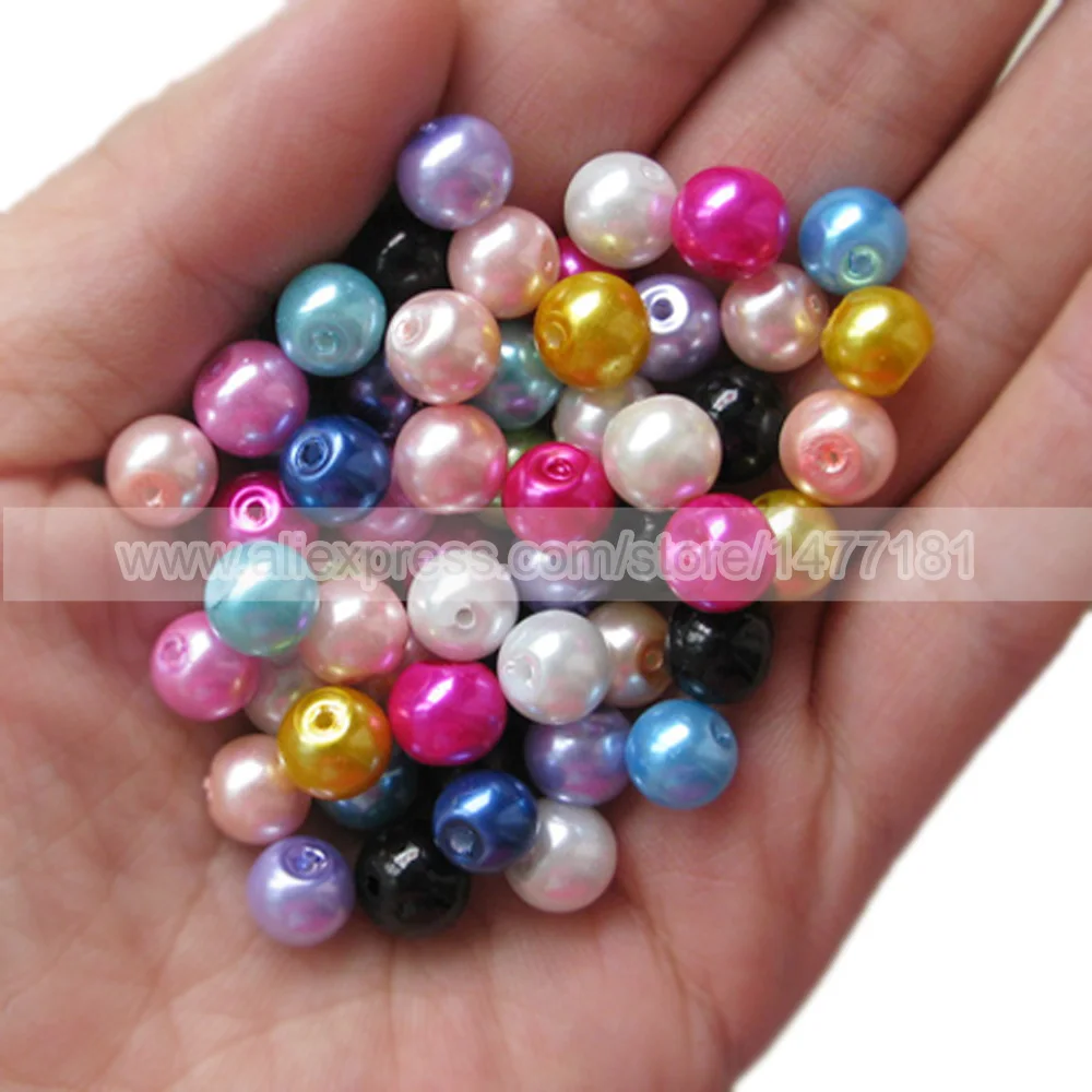 100 шт 8 мм круглый жемчуг пришит с центральным отверстием имитация искусственного