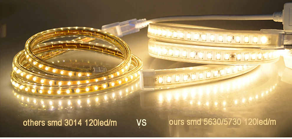Светодиодный полосы светильник 5730 220V SMD гибкая ленточная 5630 120 светодиодный/м, 1 м, 2 м, 3 м, 5 м, 6 м 8 M 9m 10m+ Мощность штепсельная вилка европейского стандарта