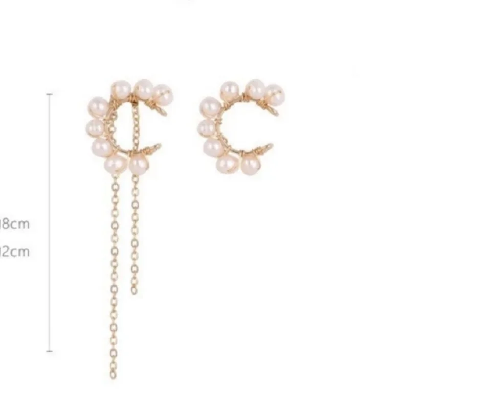 

No Pierced Pearl Clip Earrings For Women 2021 Trend Super Fairy Asymmetrical Earrings Jewerly One Long One Short Eardrop