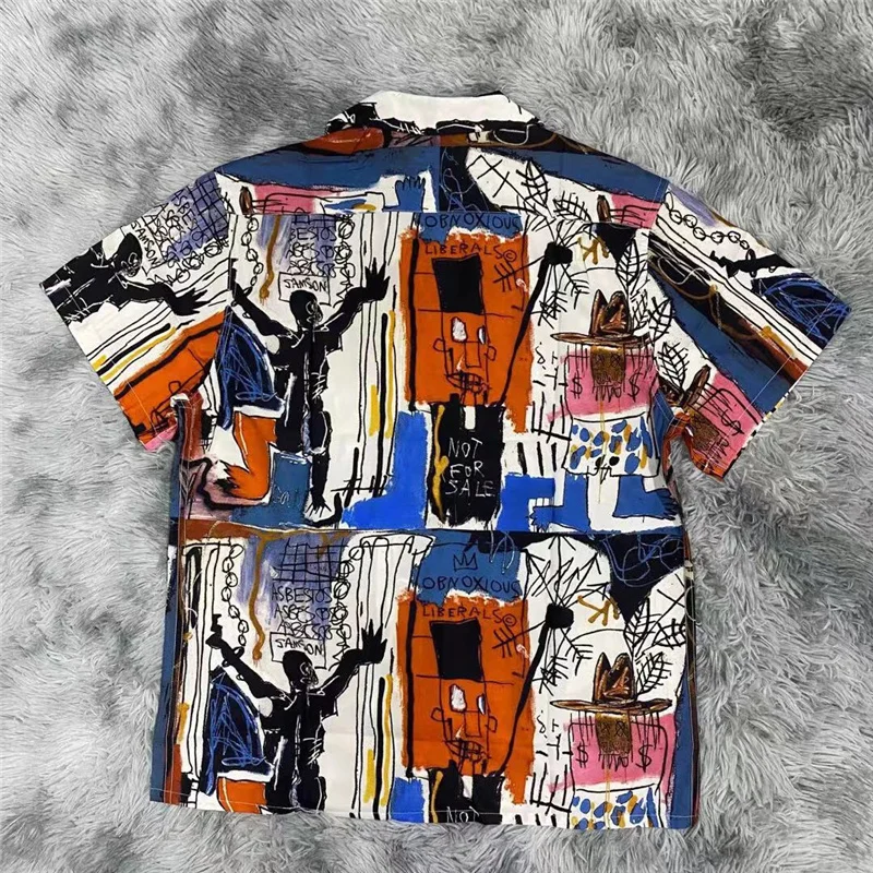 

2021ss WACKO MARIA Shirt Men Women 1:1 High-Quality Graffiti Hawaii Shirt Oversized Beach Style Top Tees