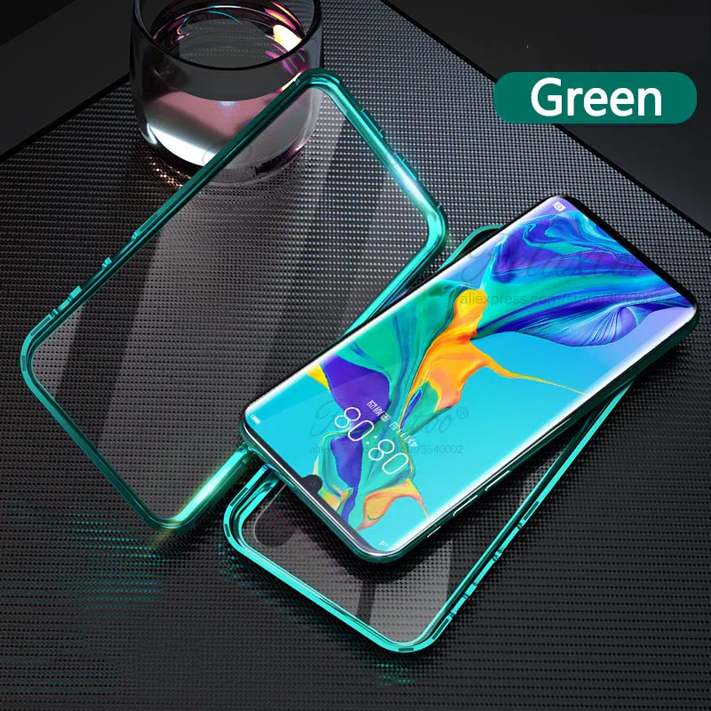 Green Роскошный защитный Магнитный чехол на весь корпус для huawei honor 10 lite 20 Pro 360, двойная задняя крышка из закаленного стекла для honor 10 lite, чехол - Цвет: Green