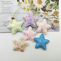 30pcslot 3 5cm glitter shiny star padded appliques for diy baby hair clip headwear crafts decor ornament accessories