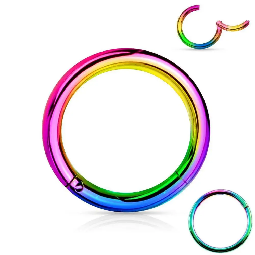 Rainbow 316l хирургическая сталь шарнирное кольцо для носа 20 г 18 г 16 г 14 г 6 мм 7 мм 8 мм 9 мм 10 мм 12 мм цвет золото, розовое золото, серебро, черный - Окраска металла: Rainbow