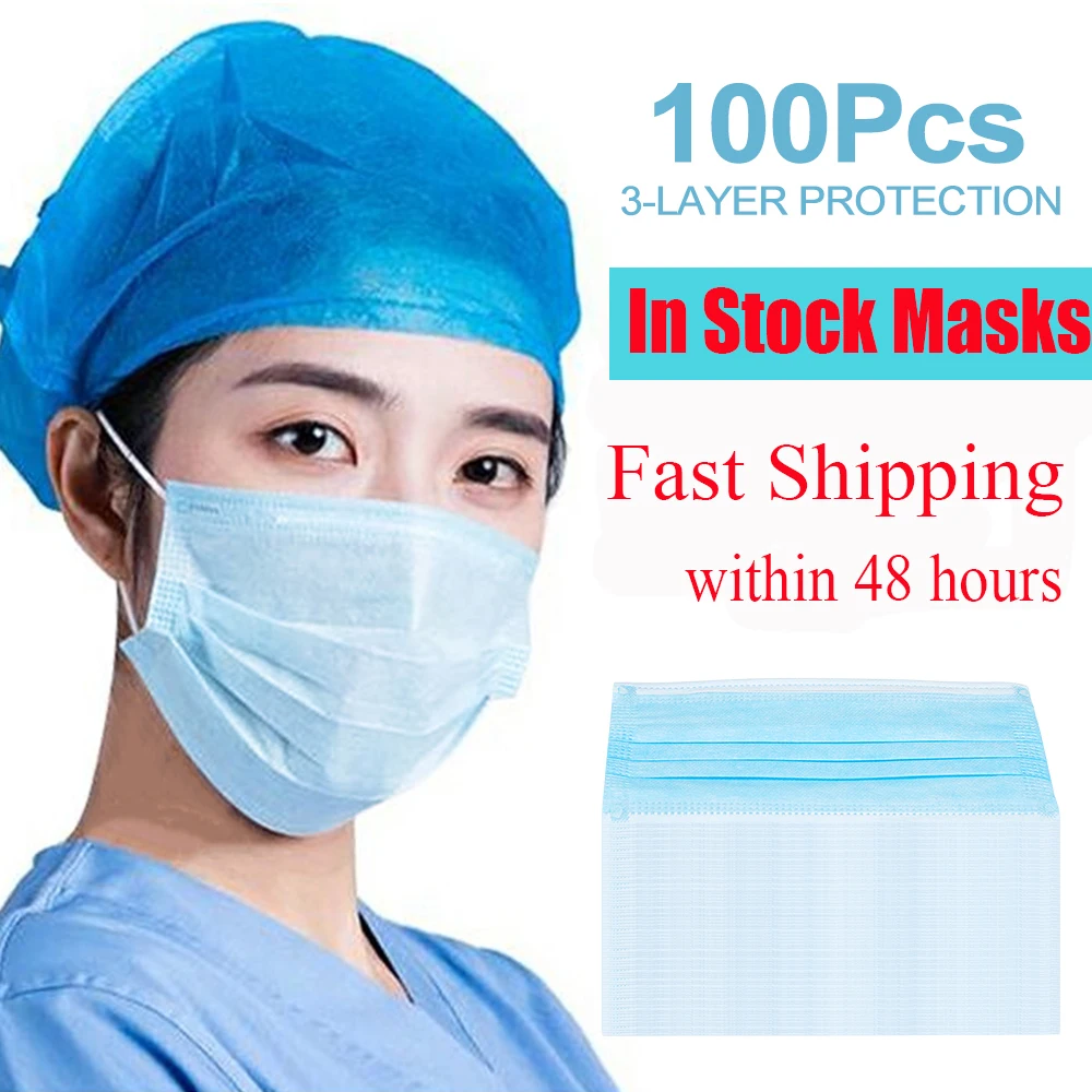 Одноразовая маска в наличии 3 слоя противопыльная анти туман для лица эластичные