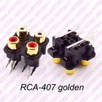 2pcs high quality 2colors red white rca female connector stereo audio jack av audio input socket rca 407 golden