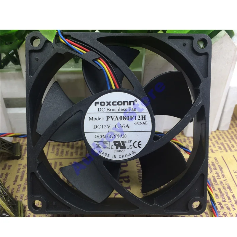 PVA080F12H 8020 8 см 12V 0.36A 4 провода вентилятор 32 W 4200 об/мин 45CFM воздушного