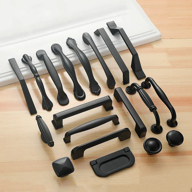 JD ручки шкафа кухонные мебель современный черный 128 мм алюминиевый американский