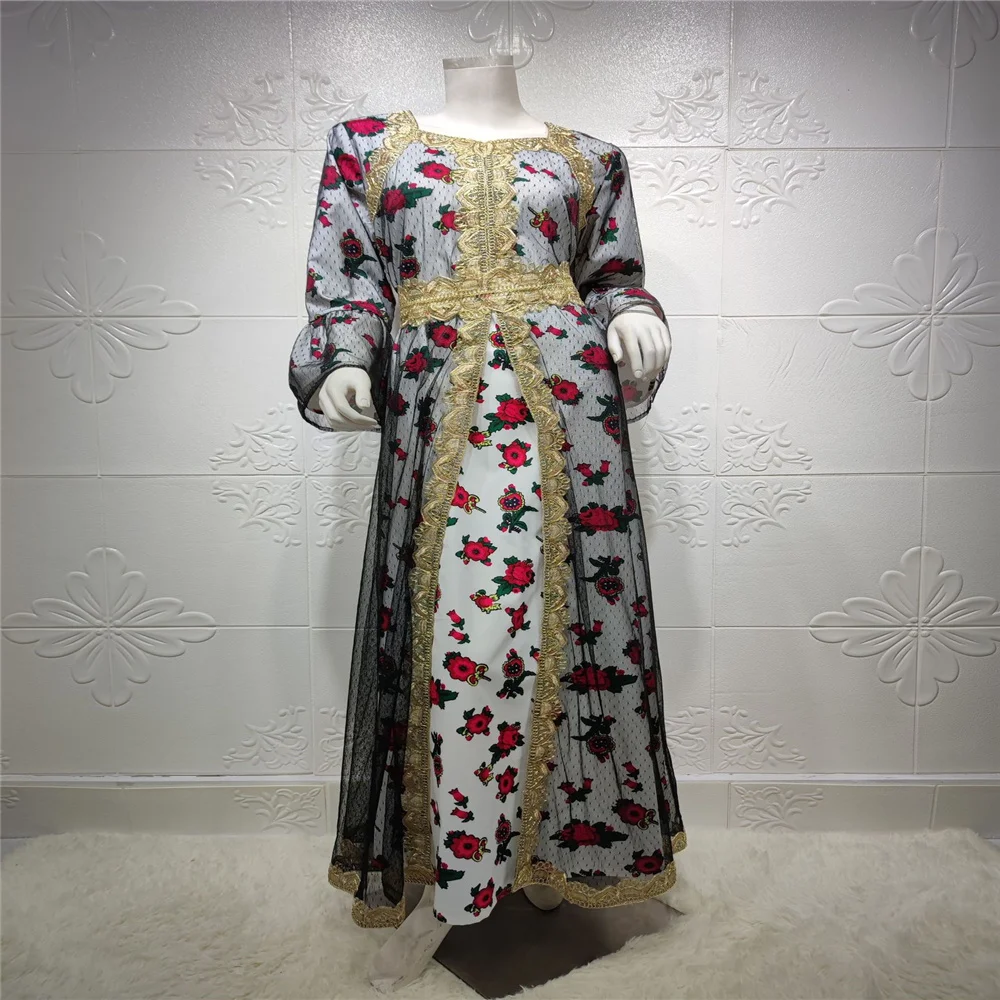 

Muslim Dress Fashion Kaftan Dubai Abayas for Women Double-sided Patchwork Color Caftan Marocain Abaya Maxi Dresses Islamic Robe