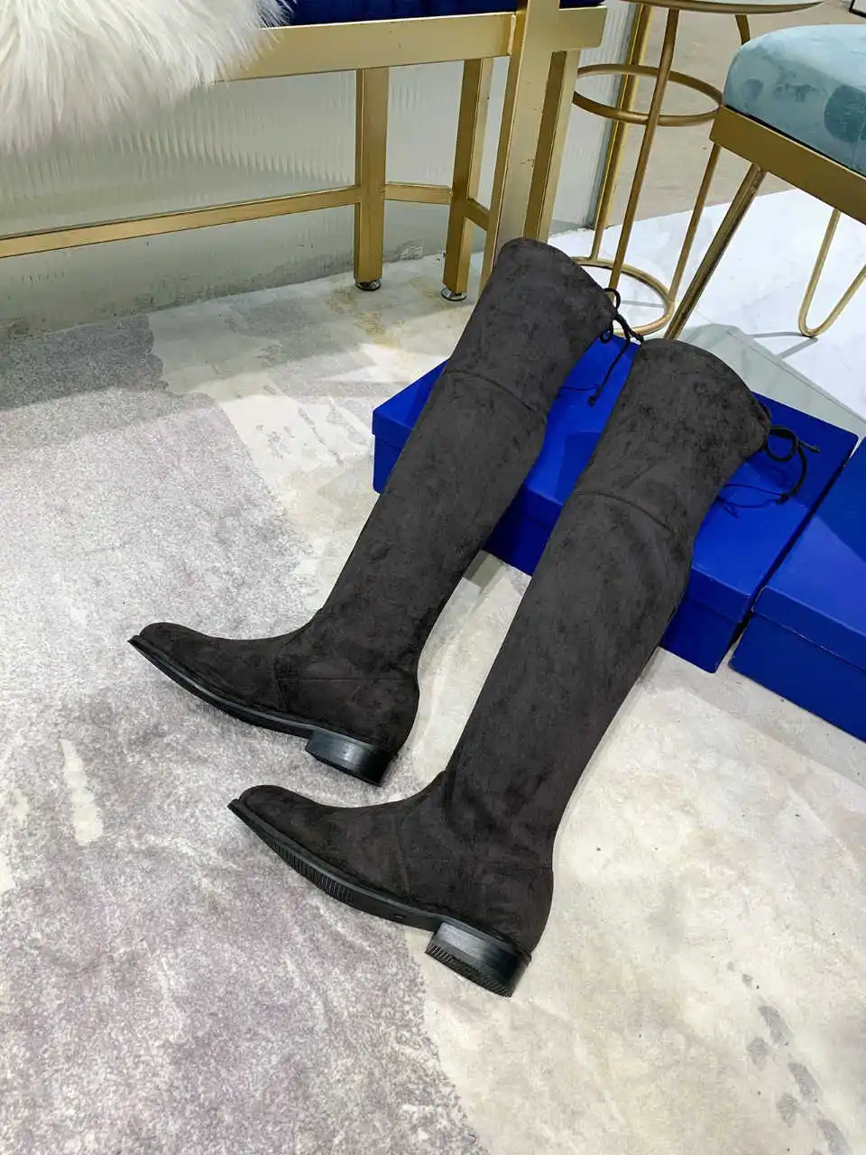 

Autumn Winter Thick Heeled Women's Shoes Boots Customized Thick Designer Elastic Knit Upper Leather Date Leisure Versatile2020