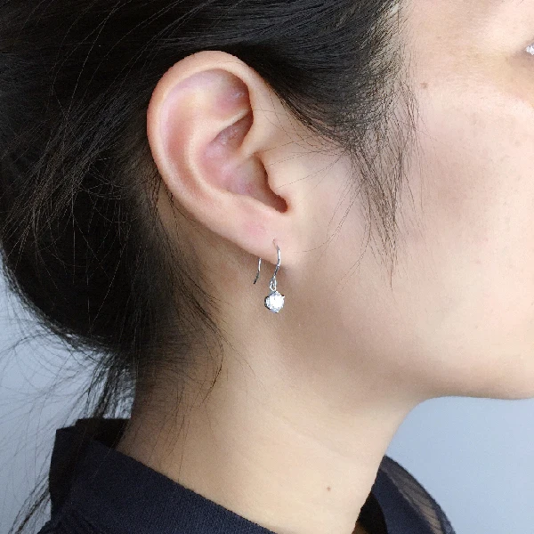 

Classic Female White Crystal Drop Earrings Charm Silver Color Wedding Earrings Cute Round Zircon Stone Dangle Earrings For Women