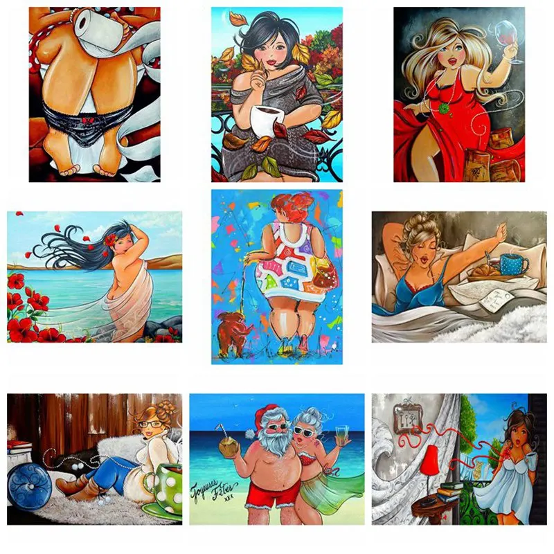 Новинка полная картина с квадратными/круглыми алмазами толстая женщина Dikke Dame