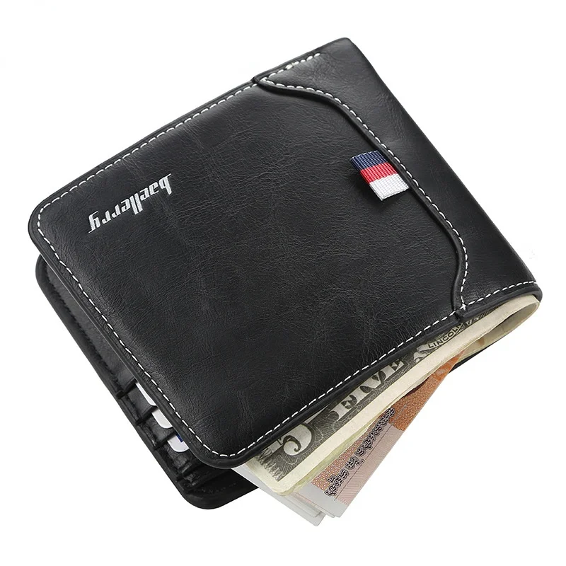 

Короткий кошелек для мужчин, корейский бумажник с несколькими отделениями для карт, тройного сложения, Молодежный горизонтальный, мужской