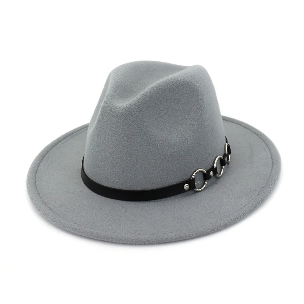 Light Gray Cap Брендовая осенне-зимняя Имитация шерсти для женщин, мужчин, дам, Fedoras Top Jazz Hat, европейские, американские круглые шапки, котелок - Цвет: Light Gray Cap