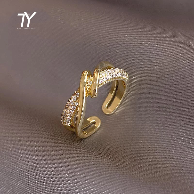 

Advanced Sense Metal Gold Opening Rings For Woman Design Korean Fashion Jewelry New Gothic Accessories Girl's Unusual Ring Set