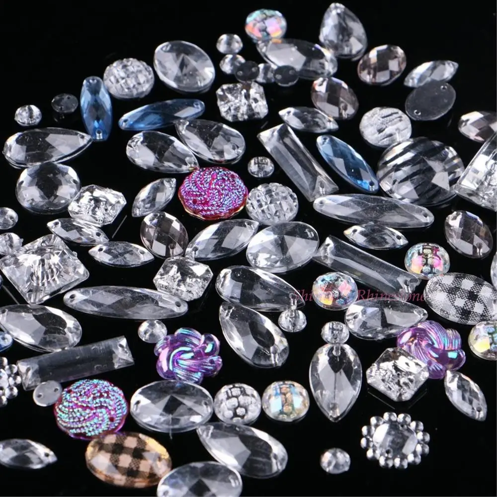 Смешанные формы смешанные цвета пришитые стразы пуговицы акриловые камни бисер