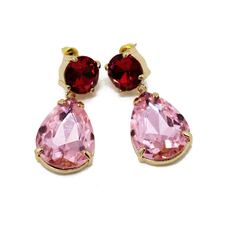 

Stitching Color Crystal Water Drop Earrings For Women Romantic Christmas Gift 2020 Fashion Wedding Party Jewelry Earrings