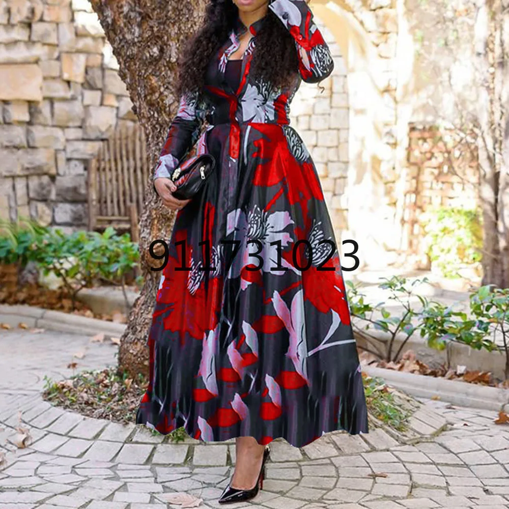 2021 New African Print Dresses For Women Plus Size 3XL 4XL Long Dress Ankara Dashiki Elegant Lady Boho Robe Party Clothes | Тематическая