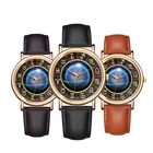 Часы женские кварцевые, с кожаным ремешком, с изображением двенадцати созвездий звездного неба