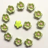 100pcs 14mm green rose resin flowers decoration crafts flatback cabochon for scrapbooking kawaii cute diy accessories