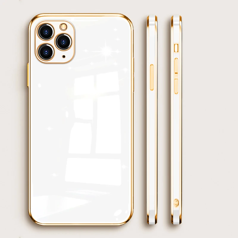 Luxury Plating Frame 6D Bling Soft Silicone Case for iPhone 11 12 13 Pro Max Mini X XR XS 7 8 Plus SE 2020 Shockproof TPU Cover