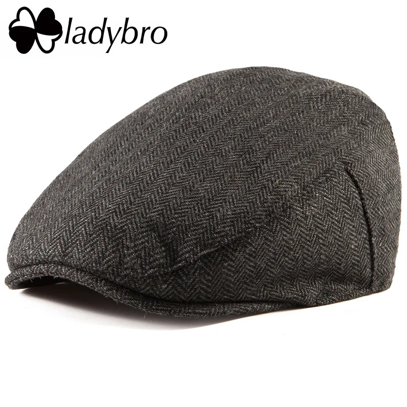 Ladybro, повседневная мужская кепка Newsboy, ИРЛАНДСКИЙ ТВИД, шапка плюща, плоская кепка, Осень-зима, мужская шапка из 30% шерсти, женская кепка с козырьком, Женская кепка, Мужская кепка - Цвет: Thin lining Black