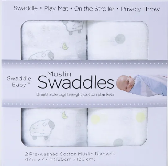 

muslin High Quality Two Pack Baby Muslin Two Layer Cotton Gauze Towel Swaddling Blanket Quilt Blanket