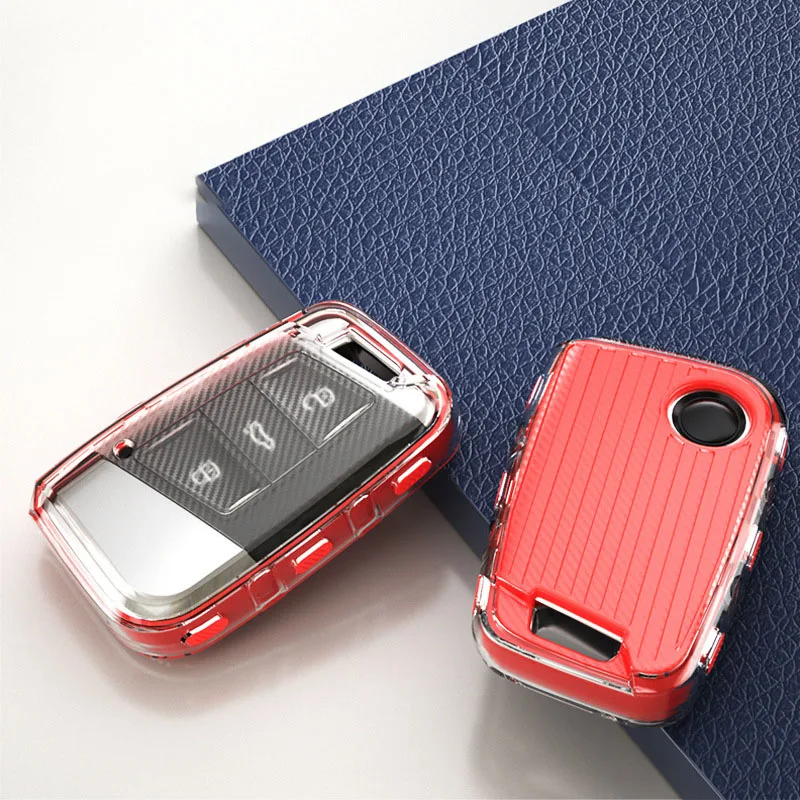 

TPU Car Key Cover Case for VW Volkswagen Magotan Passat B8 Skoda Superb Kodiaq A7 Smart Remote Fob Protector Keychain
