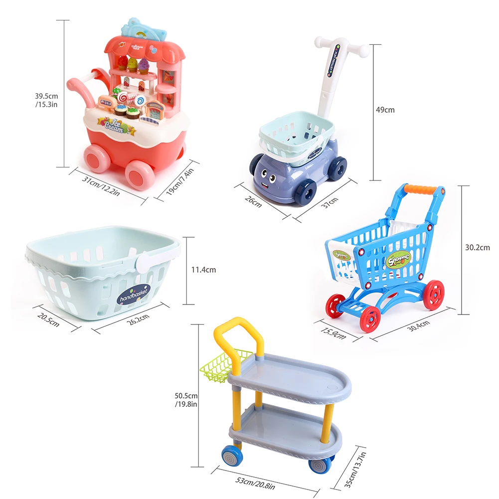 

Cute Kids Shopping Cart Pretend Play Toy Kit Simulation Fruit Vegetable Toy for Kids Boys Girls Gifts Education Toys
