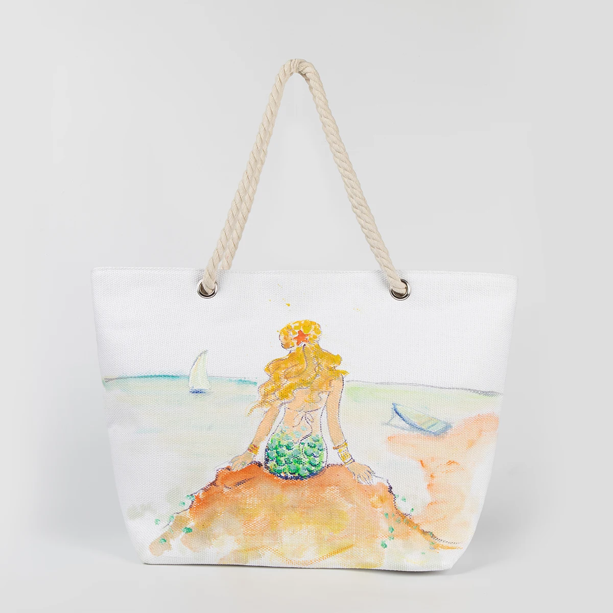 Ручная роспись Русалка модная пляжная сумка сумочка Экологичная Удобная