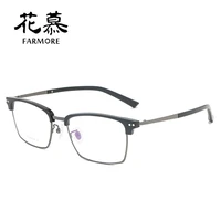 new trendy mens business high density gold with glue fashion semi rimless with myopia glasses option spectacle frame
