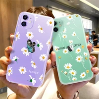 transparent luxury daisy butterfly case for iphone 11 12 13 pro xs max 6 7 8 plus x xr 5 5s se 2020 soft clear shockproof cover