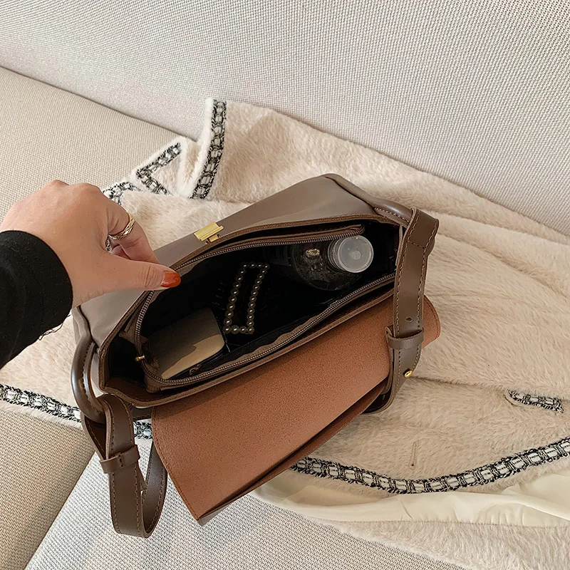 

Ladies Shoulder Bag 2021 New Simple Solid Color Retro Lock Bag Dating Shopping Mobile Phone Coin Purse Black Women Crossbody Bag