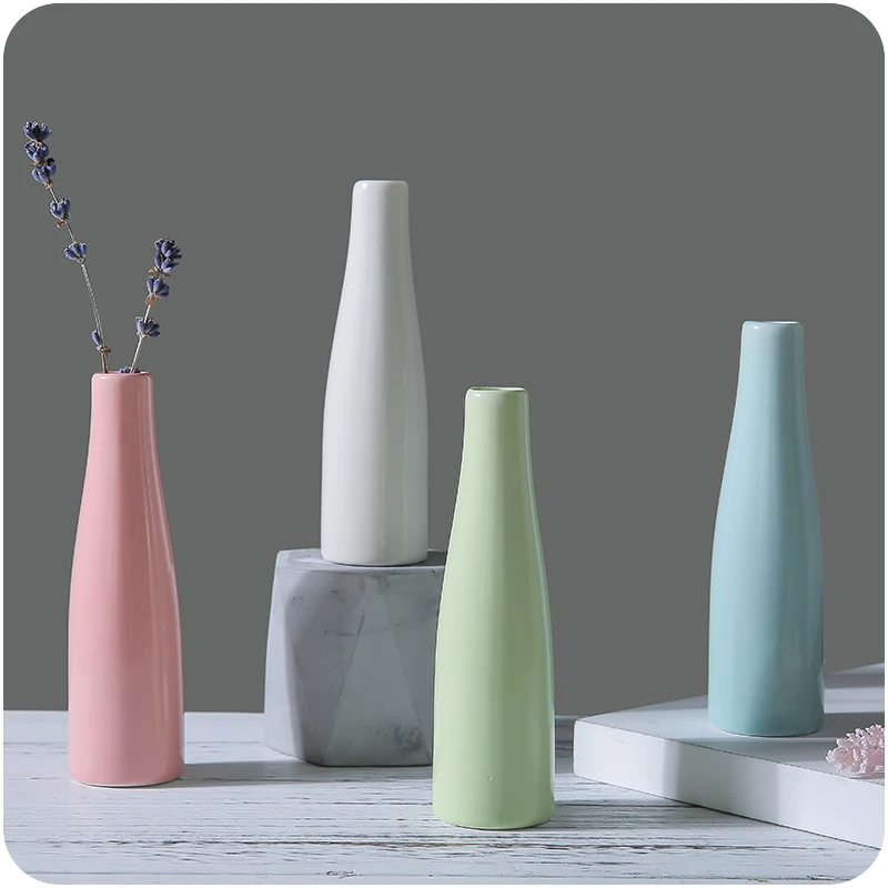 Простая керамическая ваза сплошного цвета необычная маленькая настольное