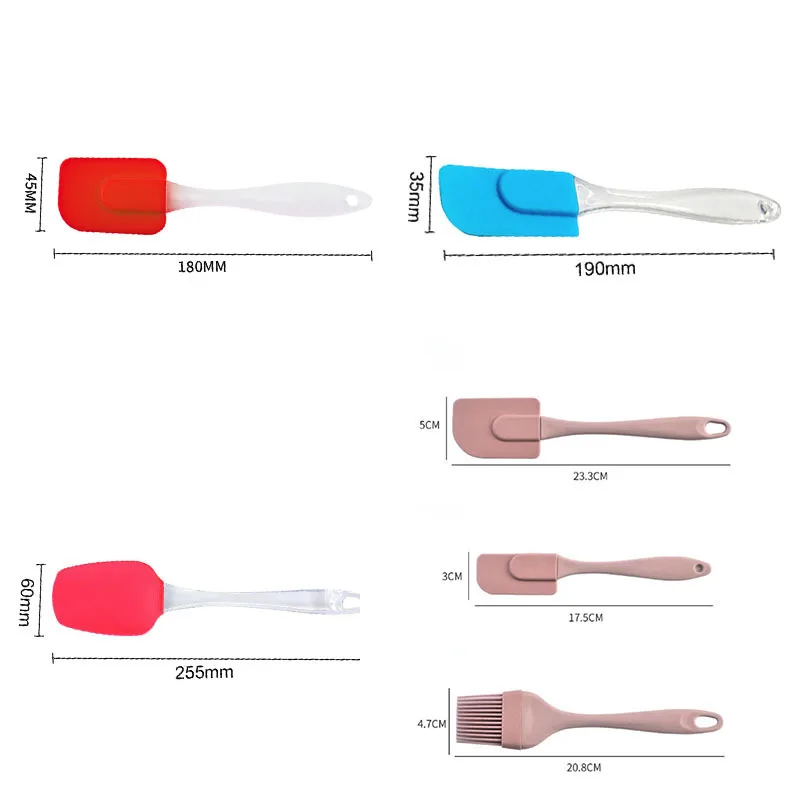 

3PCS/Set Cream Scraper DIY Bread Cake Butter Spatula Mixer Oil Brush Kitchen Baking Tool Silicone Spatula Non-stick#002