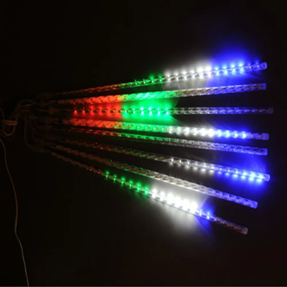 Водонепроницаемый 3 цвета EU вилка гирлянда 8 трубок светодиодный Метеоритный