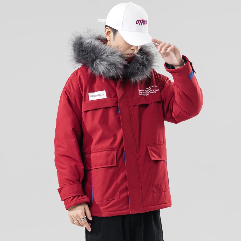 New Embroidery Winter Casual Style Hooded Epaulet Cotton Padded Jackets Men Thicken Hat Windproof Fashion Parkas Pockets Coats | Мужская