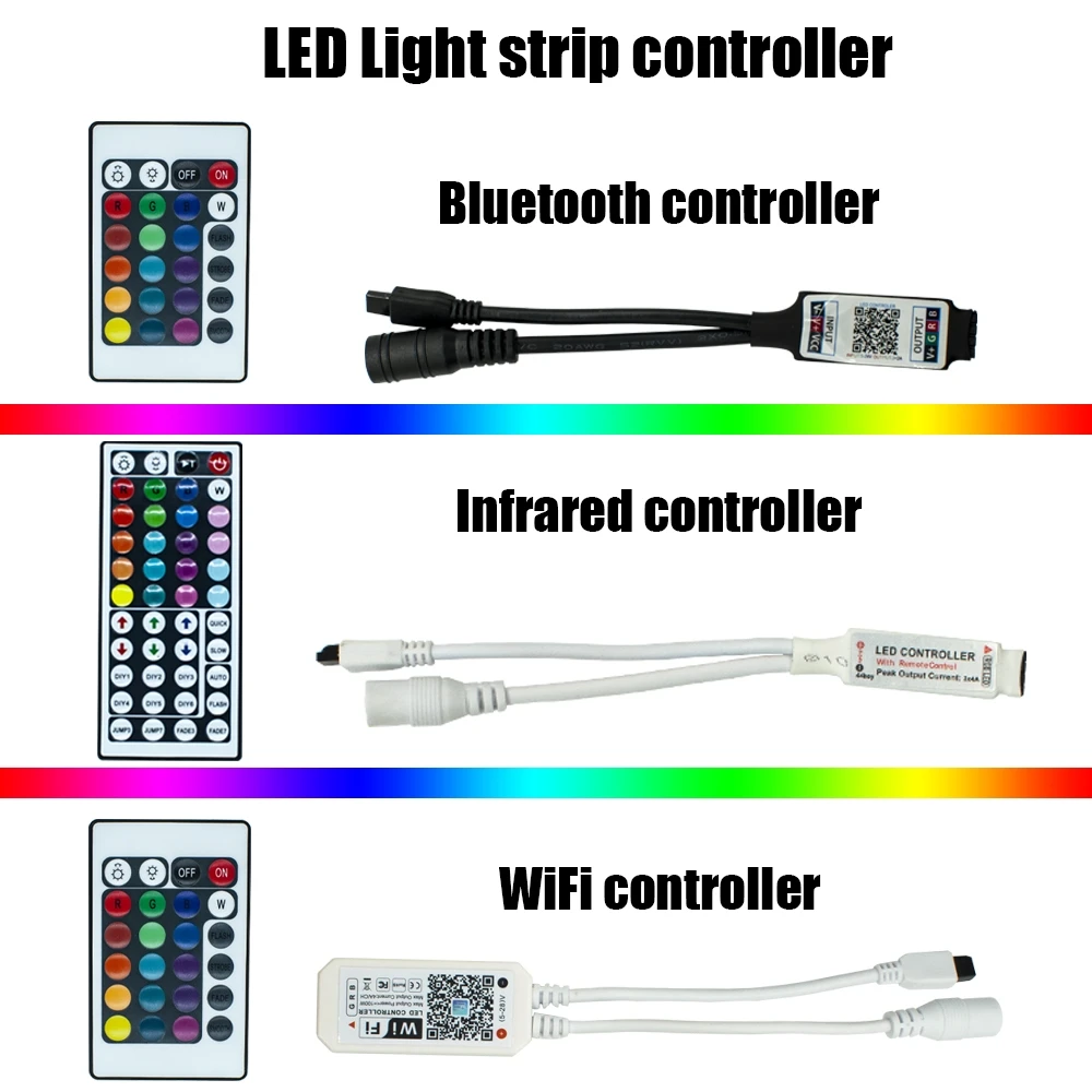 

Led Light Strip Controller 44 Keys 24 Keys LED IR Bluetooth WIFI RGB Remote Dimmer Controller For SMD 3528 5050 LED Lights