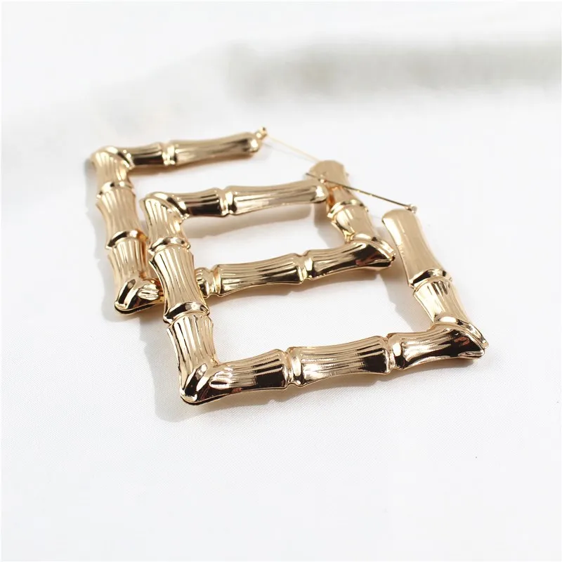 Женские серьги-кольца в стиле хип-хоп золотые металлические большие квадратные