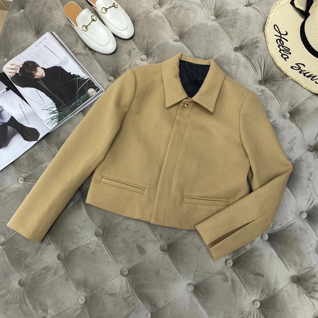 

ladies 2023 high new quality fashion long sleeve lapel solid color short jacket 1118
